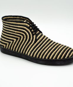 Natural Raffia women Shoes Hevea black stripes high-Handcrafted in Morocco-by artisans-100% vegan raffia fiber-Luxury shoes-sneakers