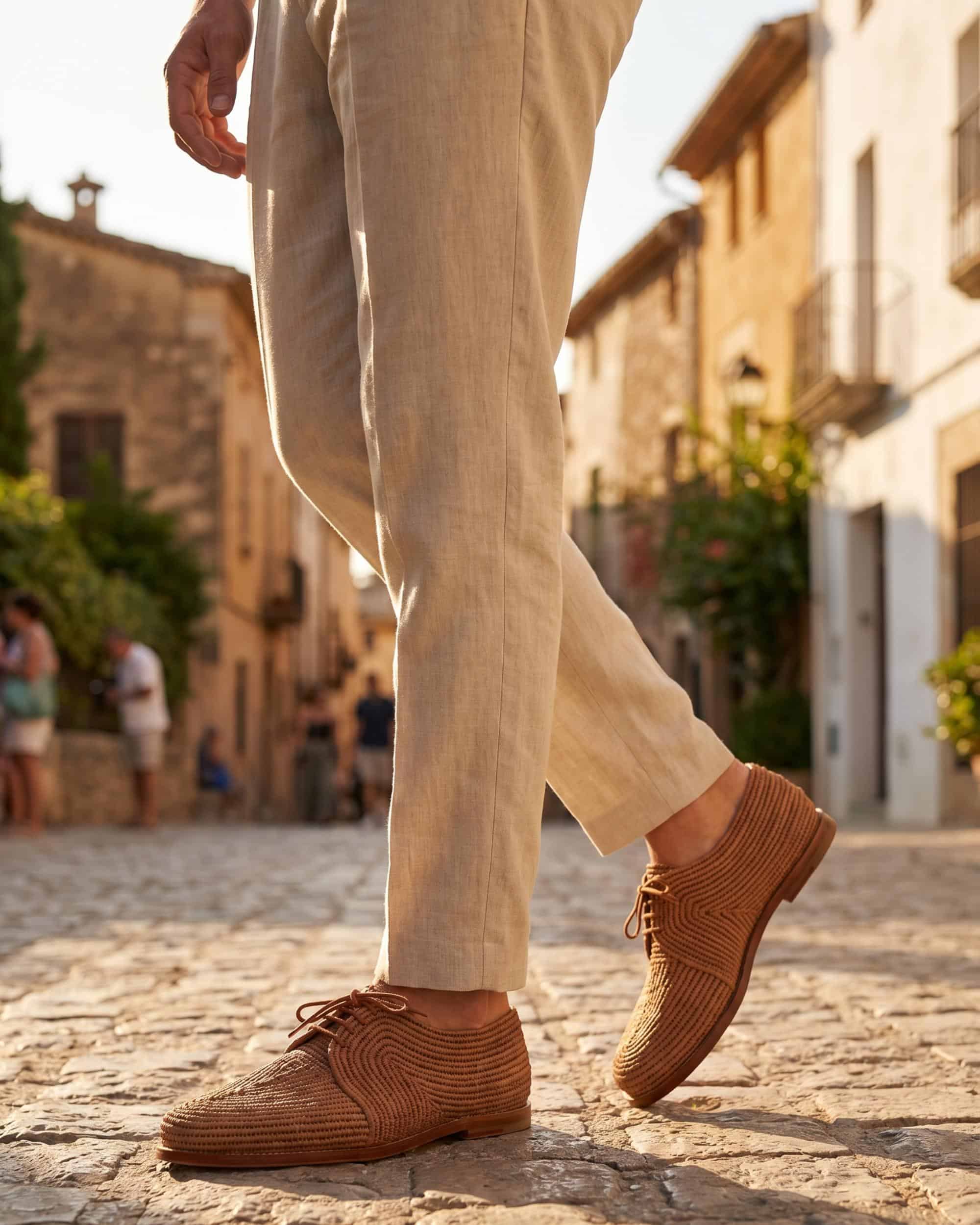 derbie homme en raphia, semelle en cuir stura couleur noyer – Image 2