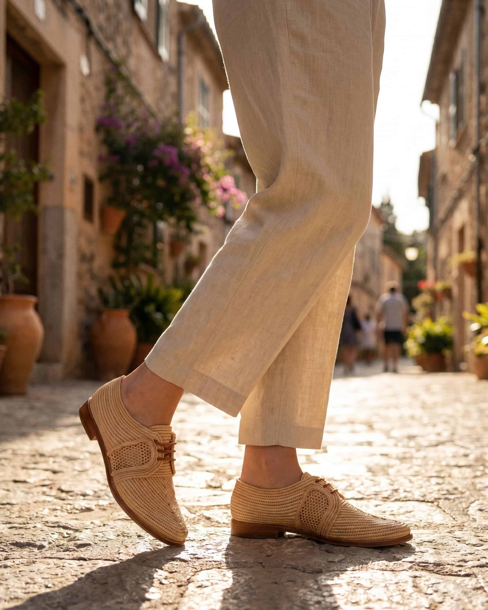 Chebka pointue pour femme en raphia, semelle en cuir naturel – Image 2